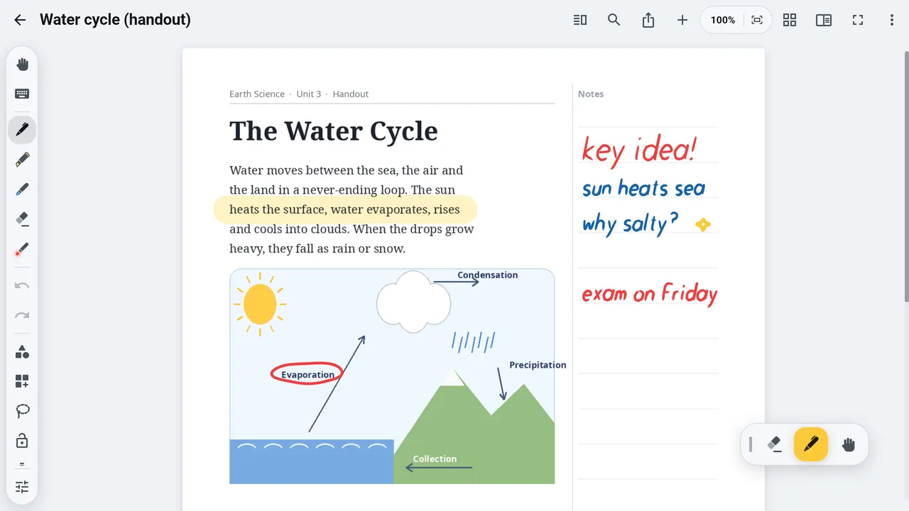 A PDF page with handwritten notes on it