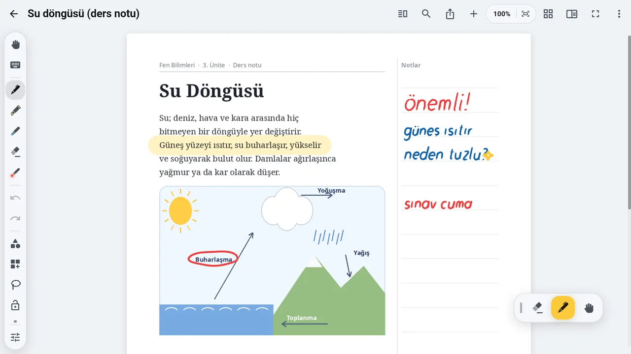 Üstüne el yazısıyla not alınmış bir PDF sayfası