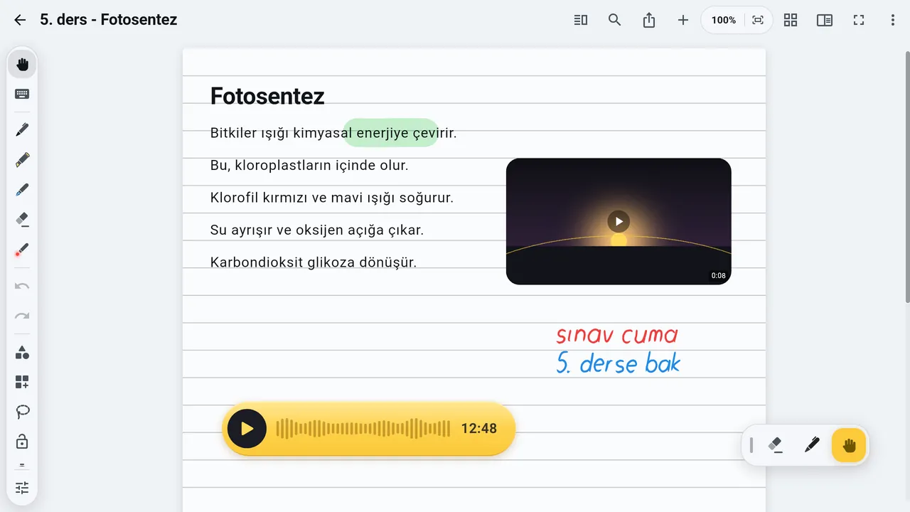 Yazıların yanında bir video ve bir ses kaydı